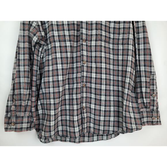 Duluth Trading Company Men's Plaid Flannel Shirt Black Gray Orange Size XL - Picture 3 of 8
